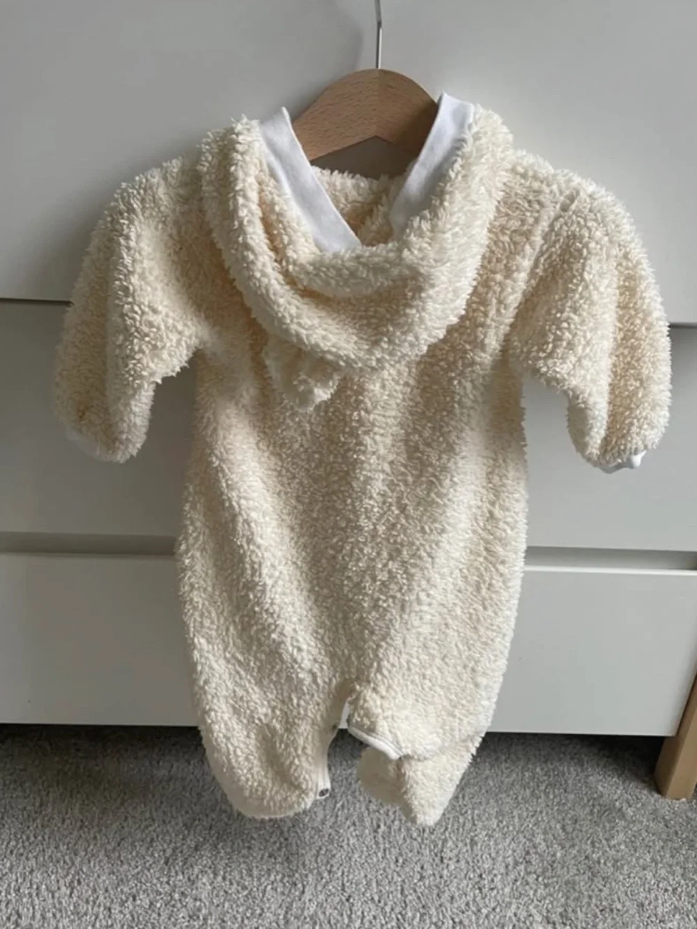 Yellow Sherpa Baby Overall – 0–3 Months (Warm & Cozy)